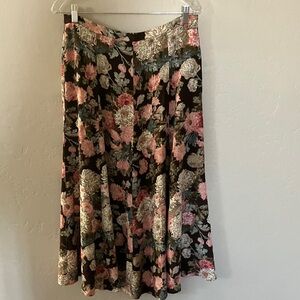 Koret Floral A-Line Skirt - Black and Pink